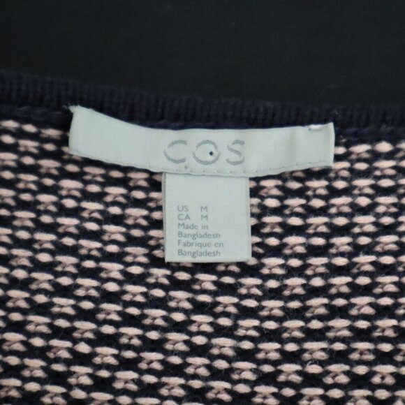 COS Womens Textured Knit Sweater Dress Pink Navy 3/4 Sleeves Size Med Cotton EUC - Picture 3 of 7